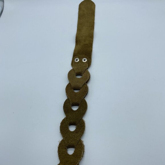 Tan Leather Loop Woven D Ring Belt Women's Size M End to End 34" - Picture 11 of 11